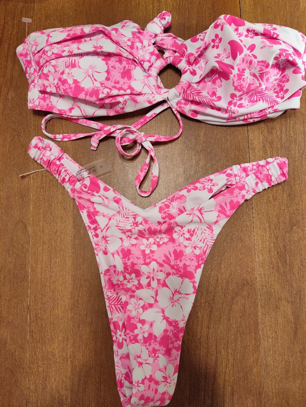 Bright Pink Floral Bikini Top
